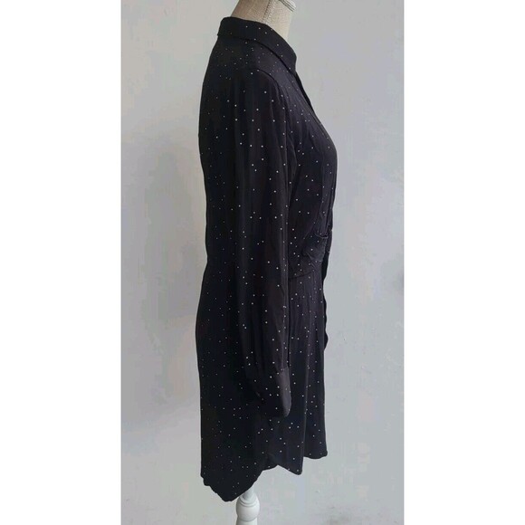 Rag & Bone Lucas Twist-Front Collared Black Printed Viscose Shirtdress Size S - Picture 3 of 10